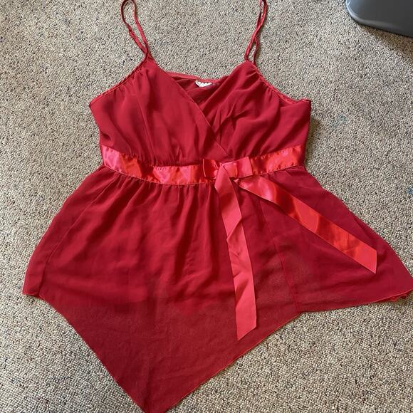 Y2K Frederick's Of Hollywood Lingerie 1X Babydoll Red Wedding Nightie Sexy Love - Picture 2 of 8